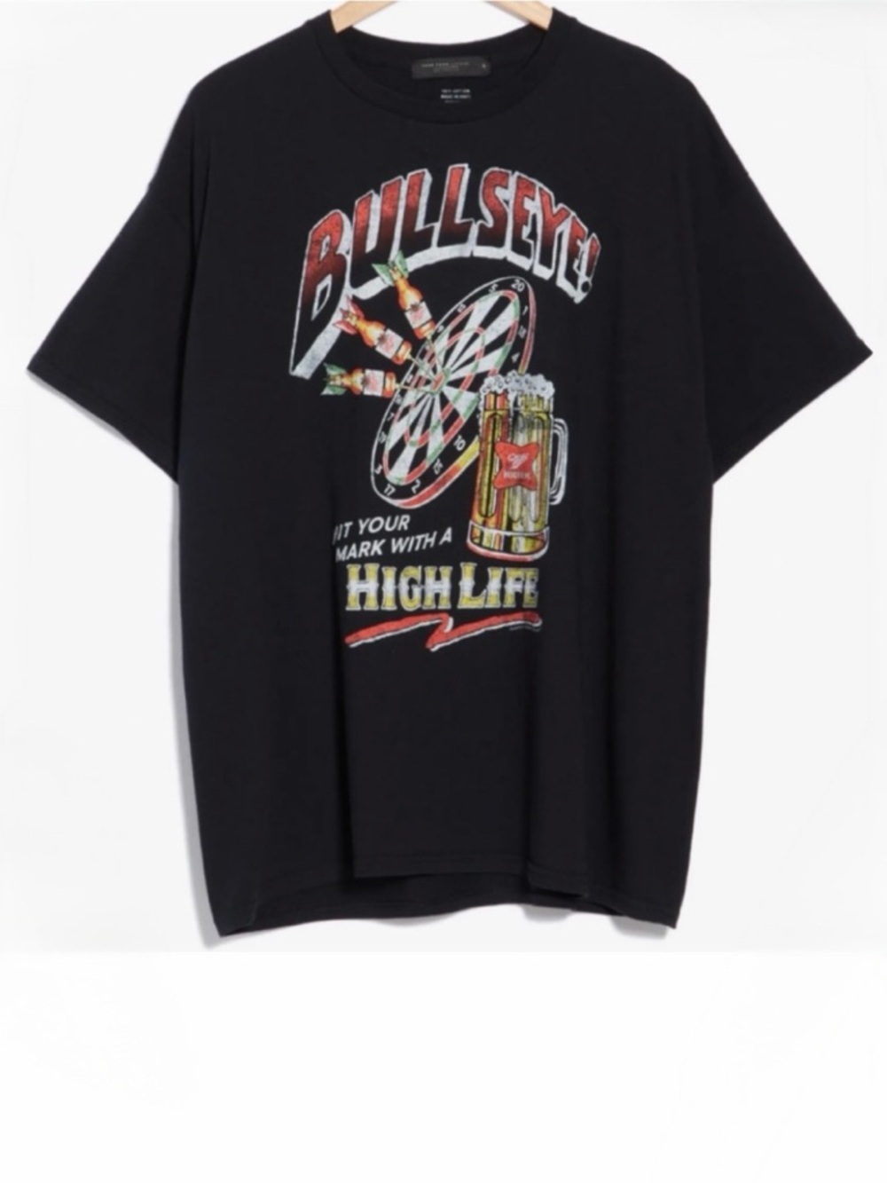 NWT Men’s Black 'Bullseye' Miller High Life Graphic T-Shirt Size Medium
